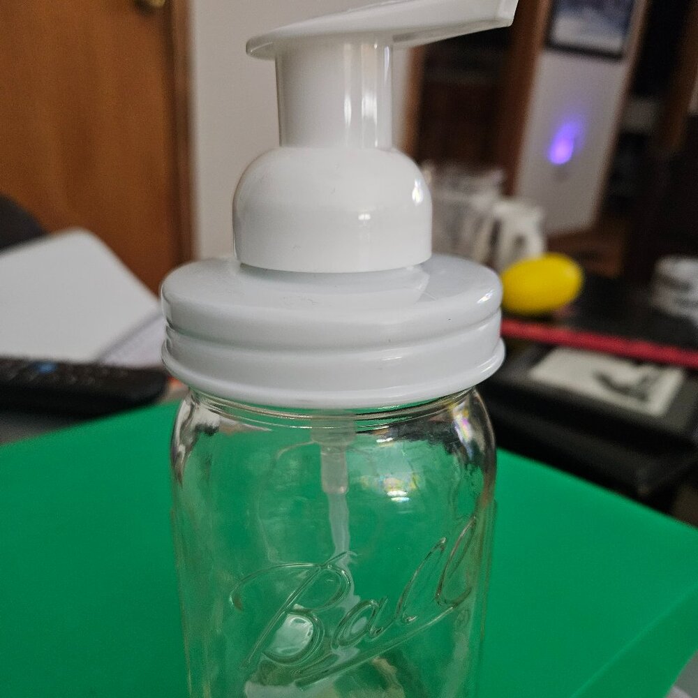 mason jar soap dispenser white lid country decor